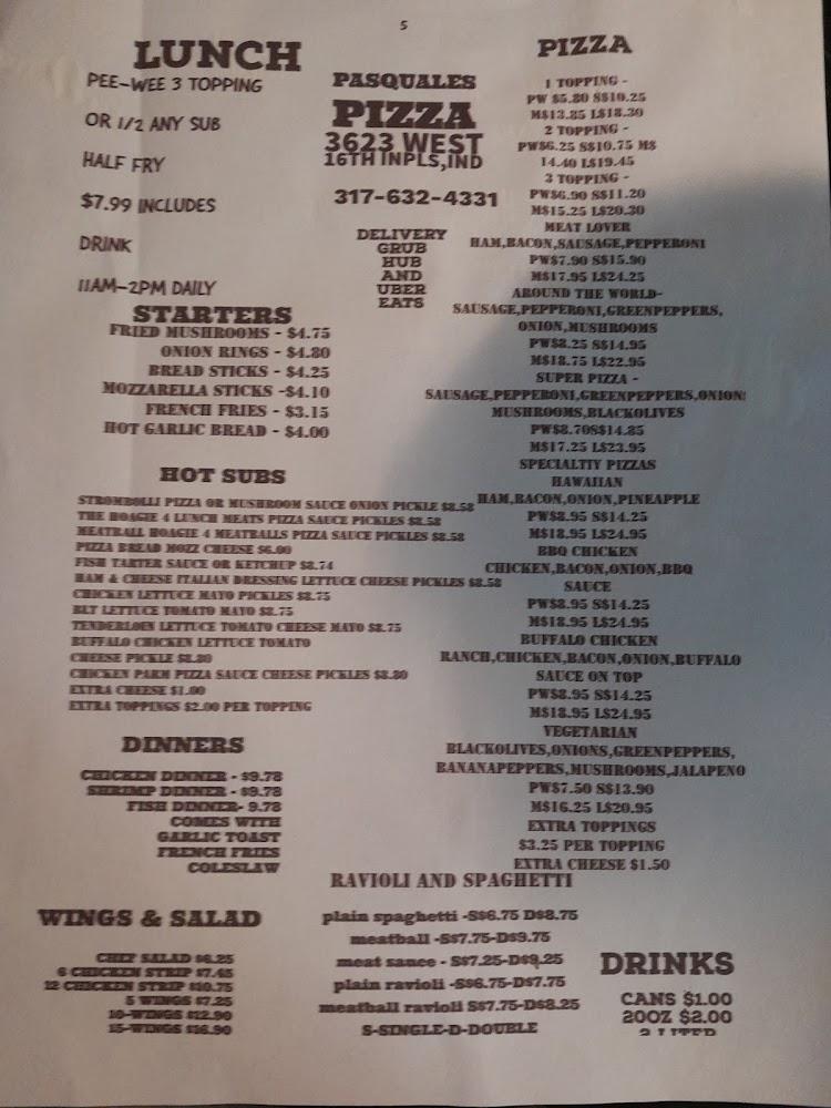 Pasquale's Pizza Menu image 1